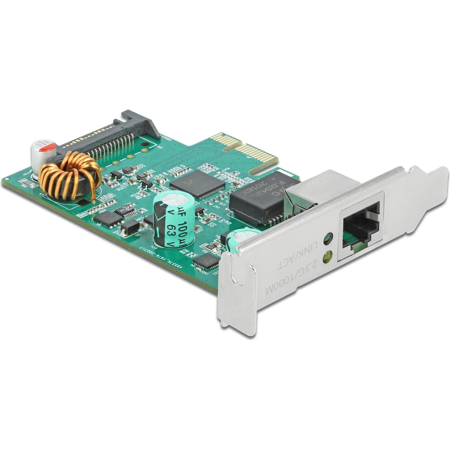 Delock PCI Express x1 Karte 1 x RJ45 2,5 Gigabit LAN PoE+ RTL8125 (Mini PCI Express), Netzwerkkarte
