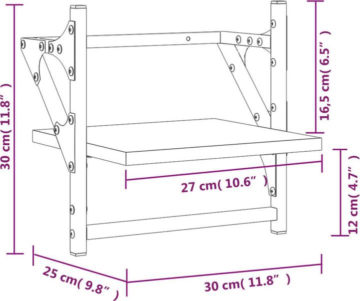 Actual product image VidaXL Wall shelves with bars 2 pcs. Smoked oak 30x25x30 (30 x 25 x 30 cm)
