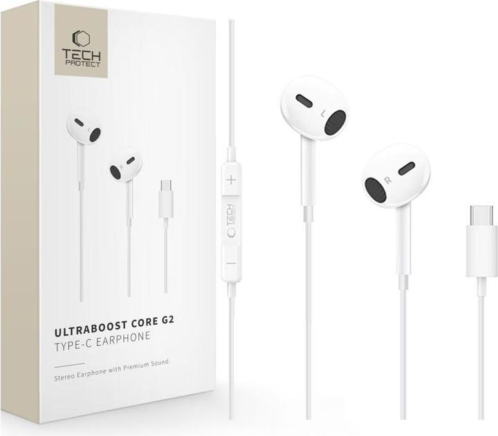 Immagine prodotto Tech-Protect Ultraboost Core G2 USB-C Kopfhörer - Weiss (Cablato)