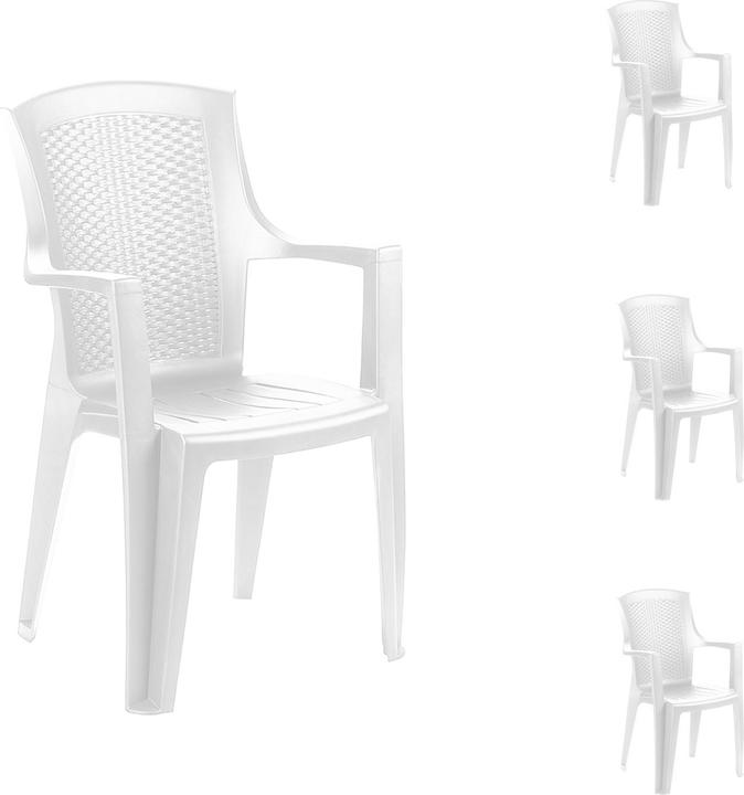 Actual product image Mojawo 4er Stapelsessel Stapelstuhl Bistrostuhl Kunststoff Rattan-Optik Weiss