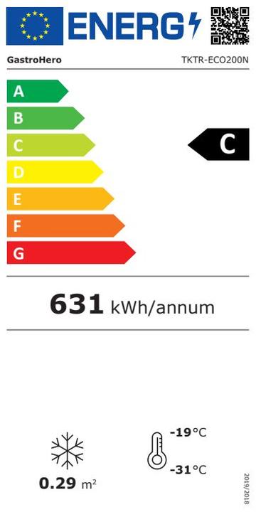 Etichetta energetica Gastro Hero Congelatore ECO con coperchio scorrevole in vetro (197 l)