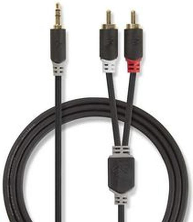 Actual product image Nedis CABW22200AT20. Connection 1: 3.5mm, Connection 2: 2 x RCA, Cable material: Copper clad aluminiu (2 m)