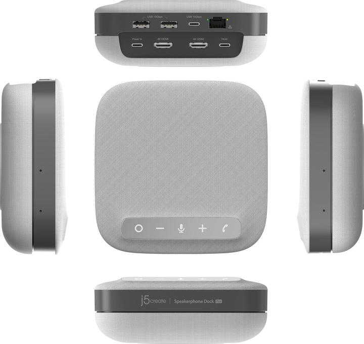 Actual product image j5Create JCDS337 USB-C® Dual 4K Speakerphone Dock Pro, Black, Wired, USB 3.2 Gen 2 (3.1 Gen 2) Type- (USB-C)