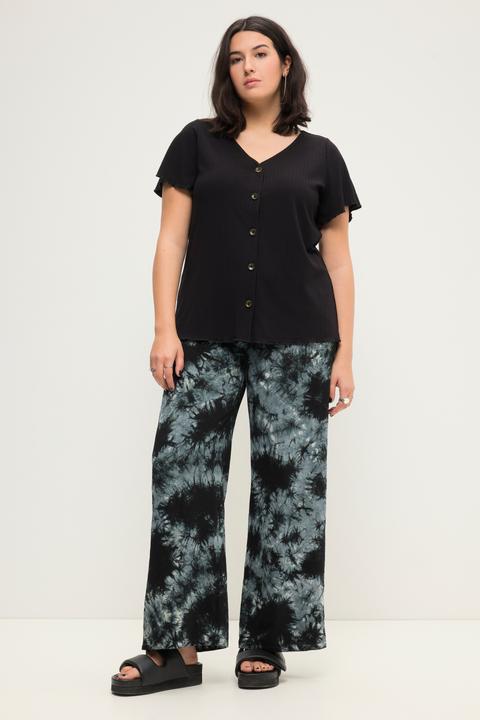 Image du produit Studio Untold Pantalon taille haute à jambes larges et taille partiellement élastique. Imprimé batik (44)
