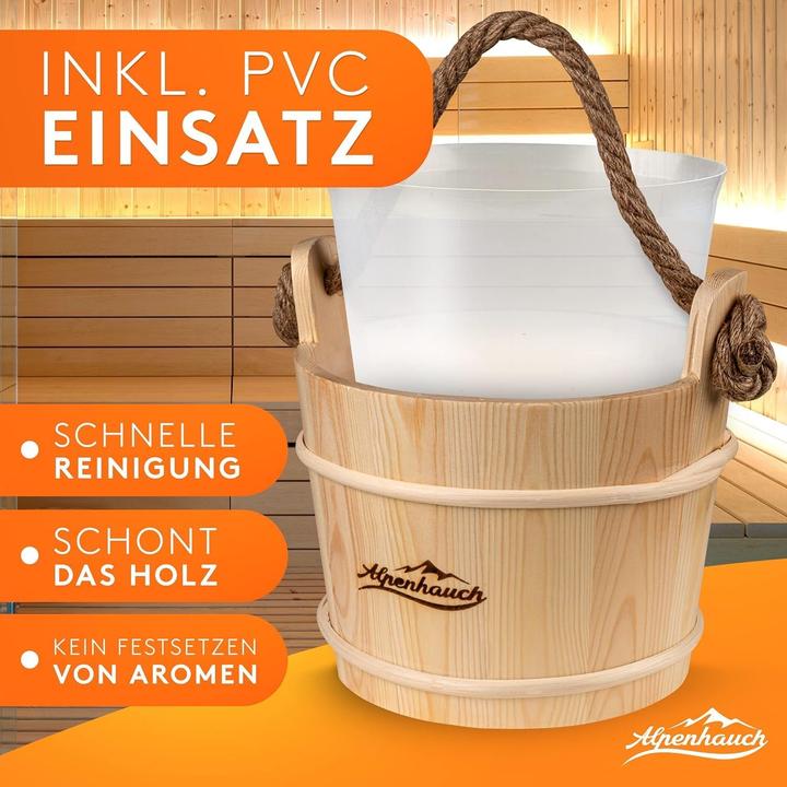 Produktbild Alpenhauch Saunaeimer-Set mit Kelle, Sanduhr & Thermometer