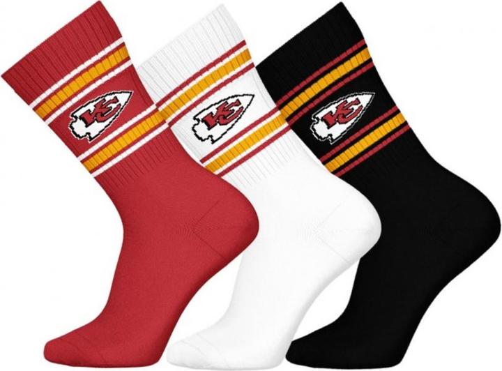 Barefoot Kansas City Chiefs 3pk Crew Socks 43-46 (43 - 46)