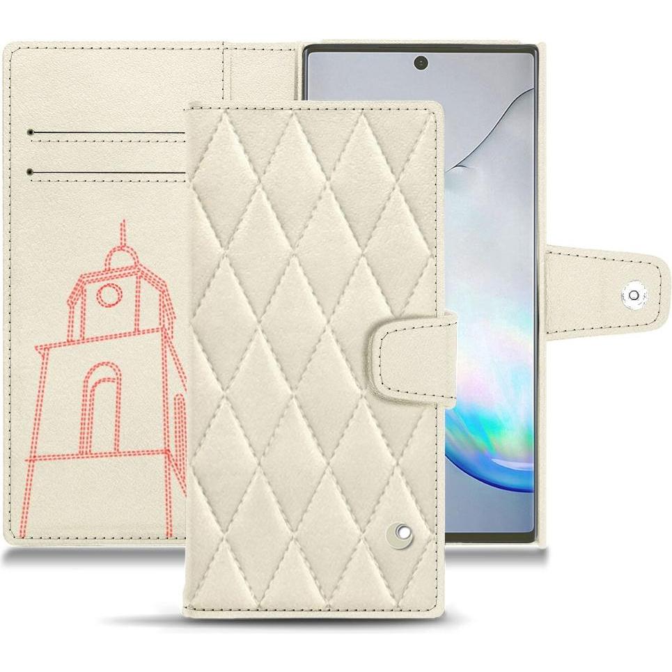 Noreve Lederschutzhülle Wallet (Samsung Galaxy Note 10+), Smartphone Hülle, Weiss