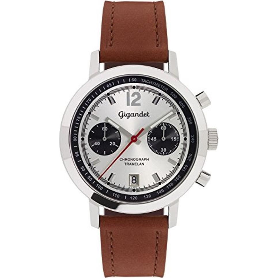 Gigandet, Orologio da polso, Analoge Herrenuhr mit Chronograph, Tachymeter, 100 m wasserdicht, Argento