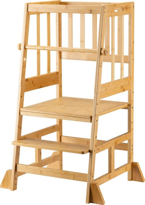 Wiltec Kinderstuhl Lernturm 57x46x90cm Bambus Lernstuhl Kinder Stehstuhl (57 x 46 x 90 cm)
