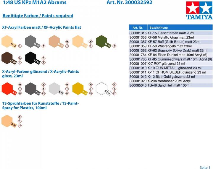 Produktbild Tamiya 1/48 U.S Main Battle Tank M1A2 Abrams