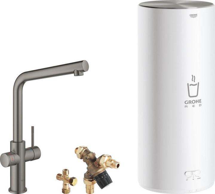 Grohe Red 3IN1 kokendwaterkraan - L uitloop - 7L boiler - mengventiel hard graphite (antraciet) 30324AL1