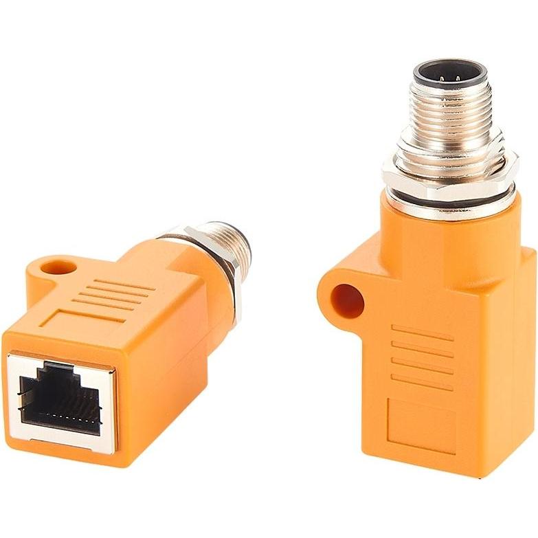 Exsys Adapter M12 A-code ST - RJ45 BU (RJ45 (1x)), Netzwerkadapter, Orange