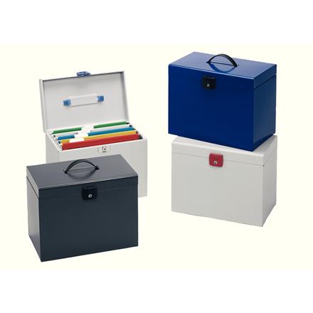 Leitz, Dokumentenablage, Esselte Hängemappenbox Metal, farbig sortiert aus Metal, mit Tragegriff, inkl. 5 Registerfächer