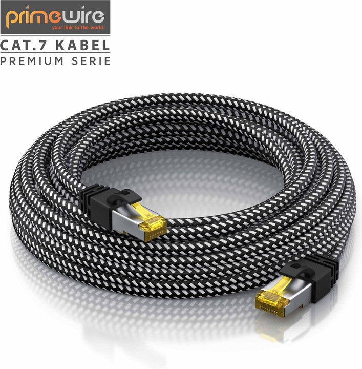 Actual product image Primewire CAT.7 network cable cotton jacket, Gigabit Ethernet CAT 7 LAN cable, 10000 Mbit/s patch cable (S/FTP, CAT7, 15 m)