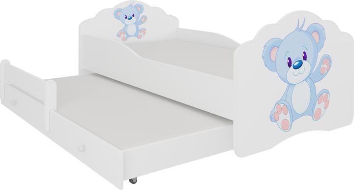 ADRK Furniture Double bed with mattresses CASIMO II BLUE BEAR 160x80 (80 x 160 cm)