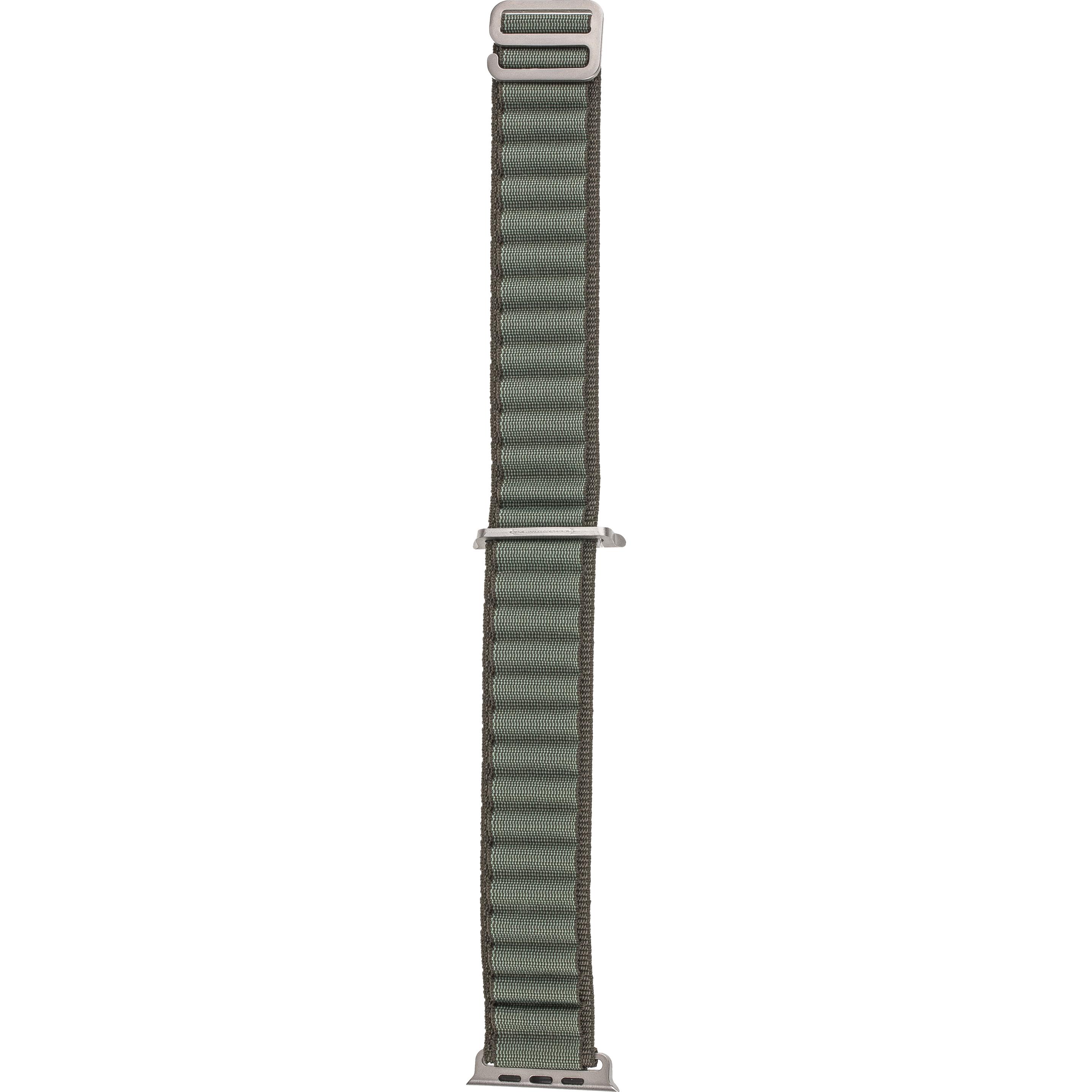 Peter Jäckel WATCH BAND für Apple Watch 41/40mm (Series 4 - 9)/ 38mm (Series 1 - 3) Carabiner Green (Edelstahl, Leder, S...