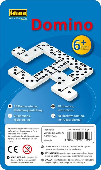 Produktbild Idena Domino Double Six in Tin Box (Deutsch)