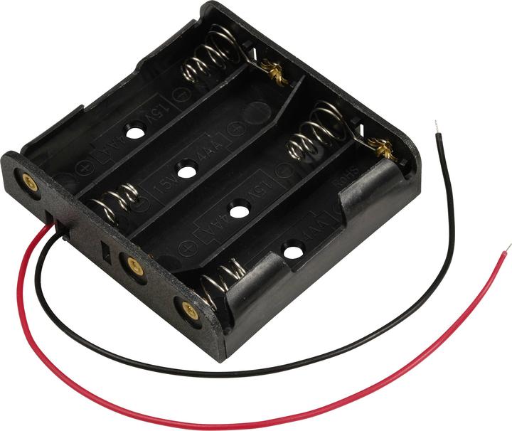 Tru Components TC-13220632 Batteriehalter 4x Mignon (AA) Kabel (L x B x H) 61 x