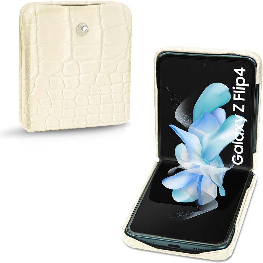 Noreve Lederschutzhülle Samsung Galaxy Z Flip4 (Samsung Galaxy Z Flip4), Smartphone Hülle, Beige