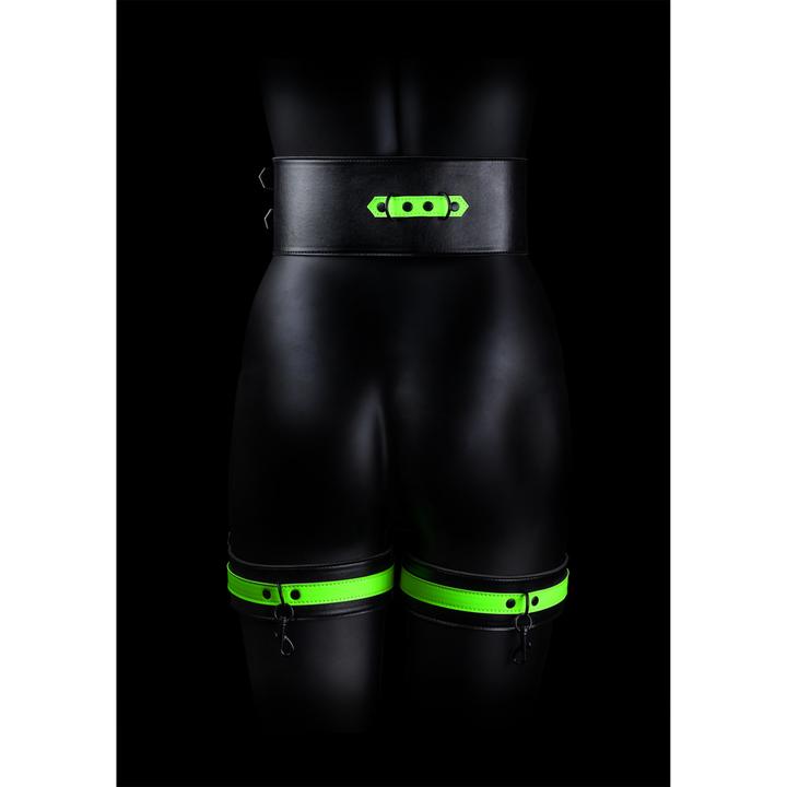 Productafbeelding Ouch! Dijbeenboeien met riem en handboeien - Glow in the Dark