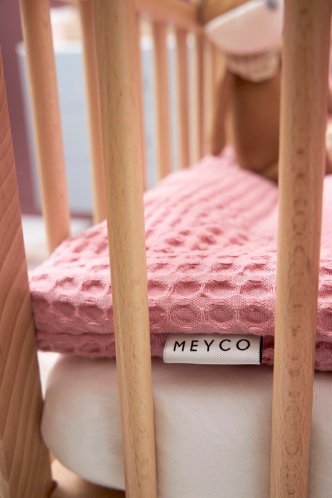 Actual product image Meyco Baby Waffle Teddy Playpen Pad - old pink (80 cm, 80 cm)