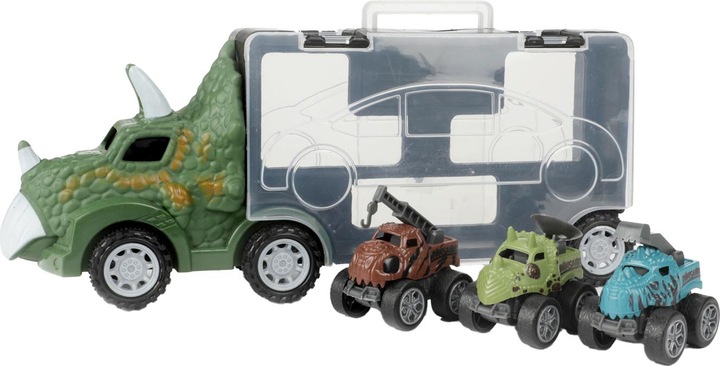 Productafbeelding Toi-Toys Wereld van Dinosaurussen dino vrachtwagen met 3 uittrekbare auto's
