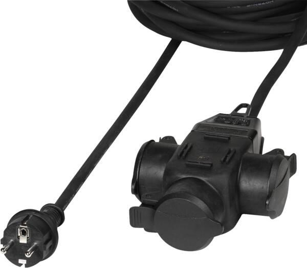 Produktbild Vivanco Outdoor Schuko Verlängerungskabel, 3 Steckplätze, 10m (10 m, CEE 7/3)