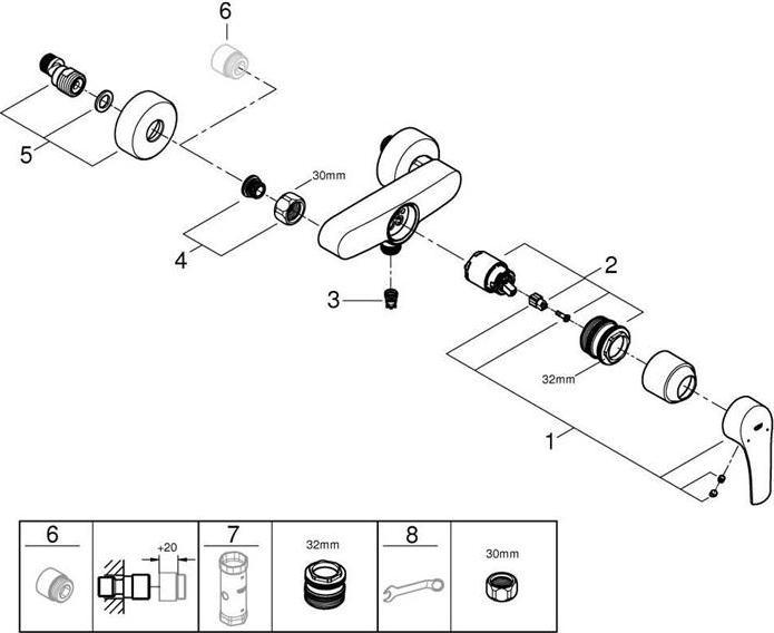 Produktbild Grohe Einhand-Brausebatterie EUROSMART 1/2" chr