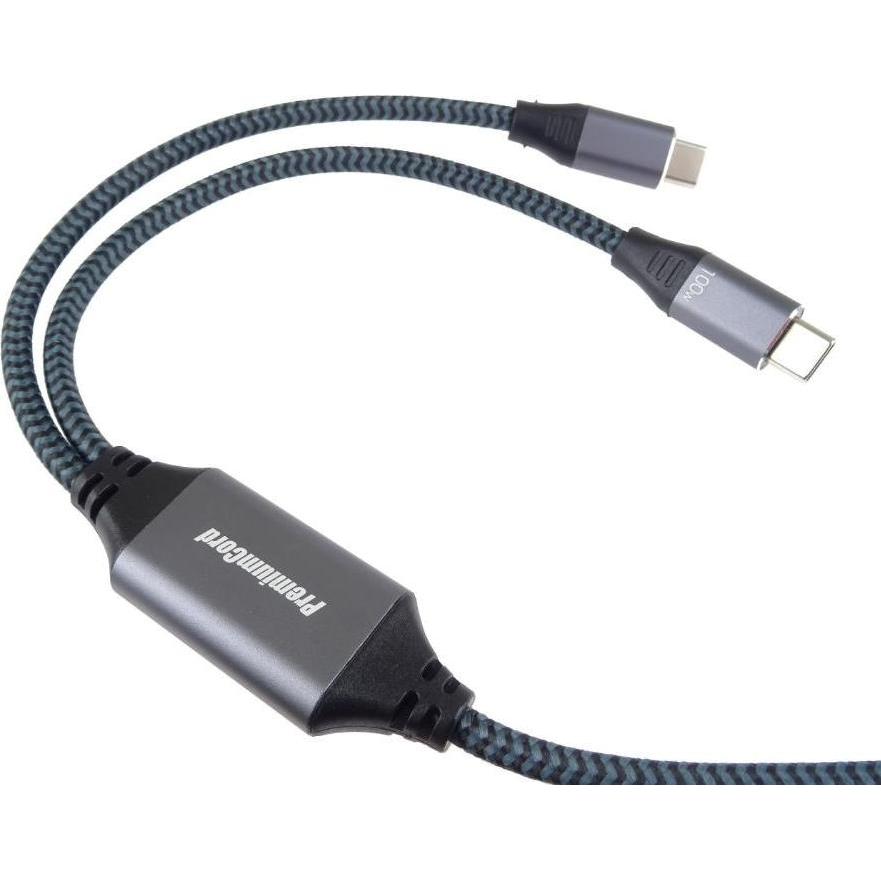 PremiumCord Nabíjecí kabel USB-C, 2xUSB-C na USB-C, 100W, 1m, černá (100 W), Cavo USB