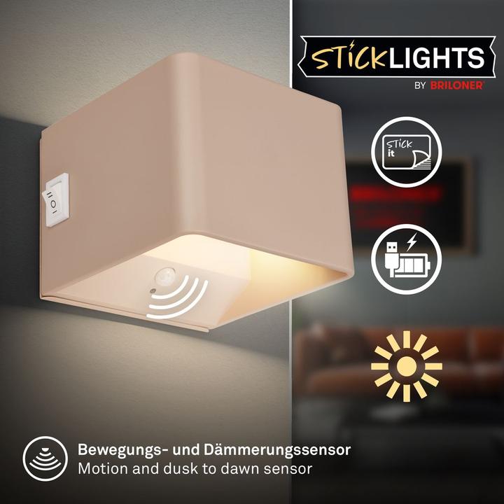 Produktbild Briloner BORRA LED Akku Wandleuchte mit Sensor - Beige (100 lm)