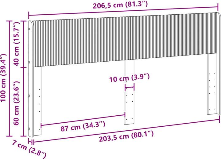 Produktbild vidaXL Kopfteil (206.50 x 7 x 100 cm)