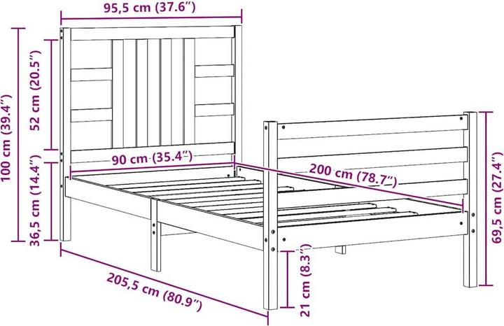 Produktbild vidaXL Kaolin (90 x 200 cm)