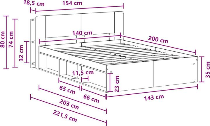 Produktbild vidaXL Bettrahmen (140 x 200 cm)
