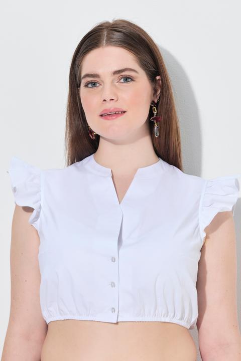 Immagine prodotto Ulla Popken Camicetta in tradizionale stile Dirndl con ruche, collo alto e orlo elastico (62)