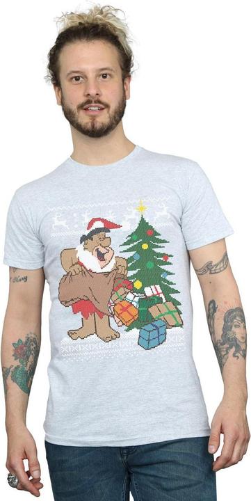 Actual product image The Flintstones Mens Christmas Fair Isle T-Shirt (3XL)