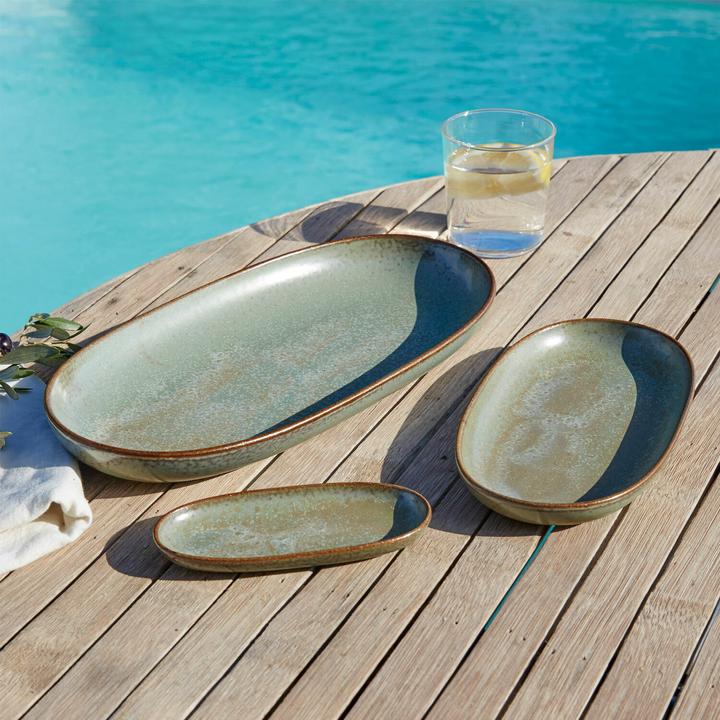 Produktbild Loberon Servierplatte 3er Set Biarré türkis/braun