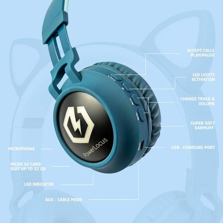 Actual product image PowerLocus Wireless Headphones Buddy Kids (blue)