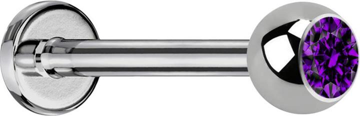 Actual product image Star Piercing Micro Labret silber mit Kugel und Kristall violett (without brass, Titanium)