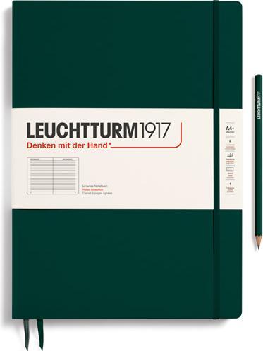 Image du produit Leuchtturm1917 Carnet de notes Master Slim ligné forest green couverture rigide (22,5 x 31,5 cm, À rayures, Couverture rigide)