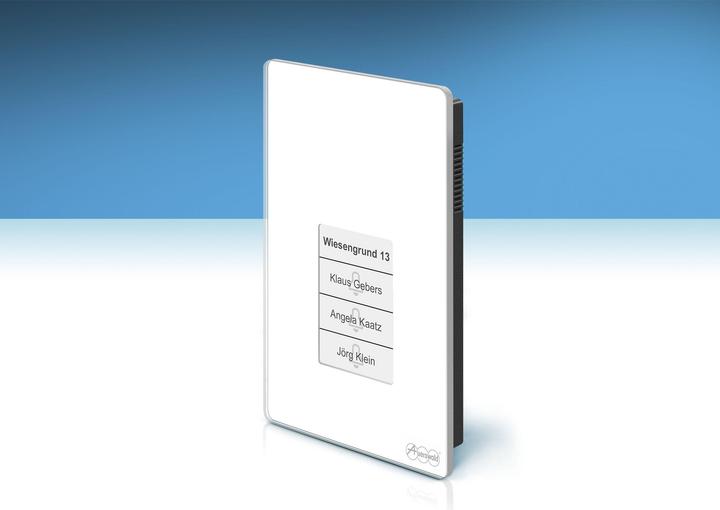 Actual product image Auerswald TFS-Dialog 400 white intercom system for a/b interfaces with elegant glass front