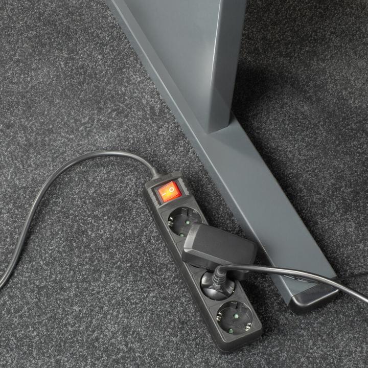 Actual product image Power strip with illuminated switch, 4 sockets, 2 m, black (4 x, CEE 7/3, 2 m)