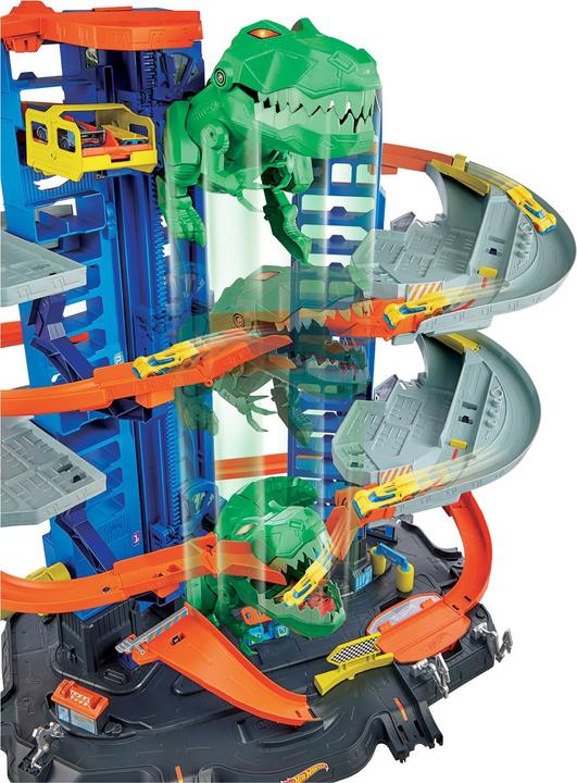 Actual product image Hot Wheels City Megacity Parking Garage with T-Rex Attack