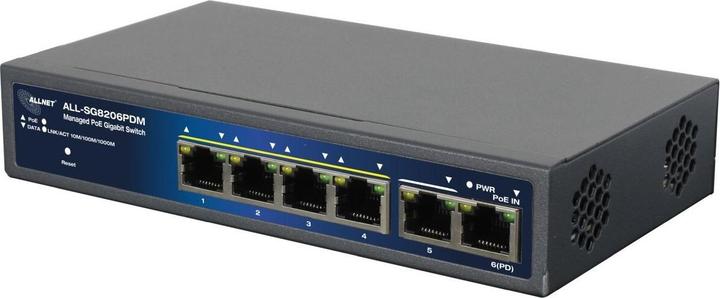Actual product image Allnet Switch smart managed 6 Port Gigabit 95W / 4x PoE / 1x Gigabit / 1x PoE 90W BT In / "ALL-SG82 (6 ports)