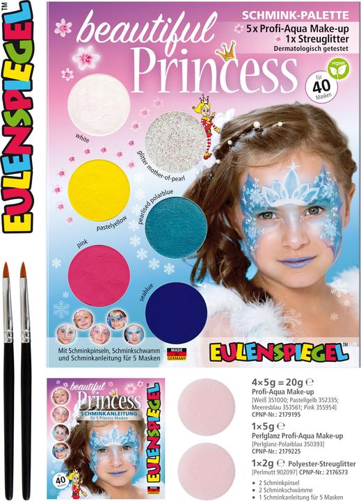 207031 - Make-up palet Beautiful Princess, instructies voor 5 prinsessenmaskers, kind
