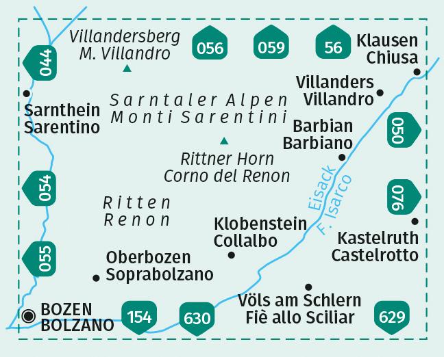 Etichetta energetica Mappa escursionistica KOMPASS Ritten, Renon
