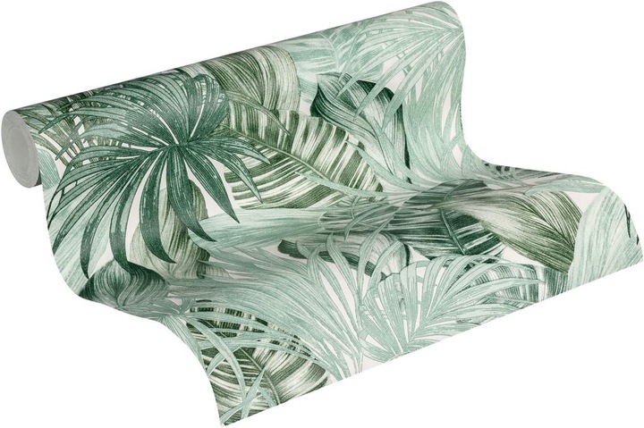 Actual product image A.S. Création Greenery with palm print in jungle look (53 x 1005 cm)