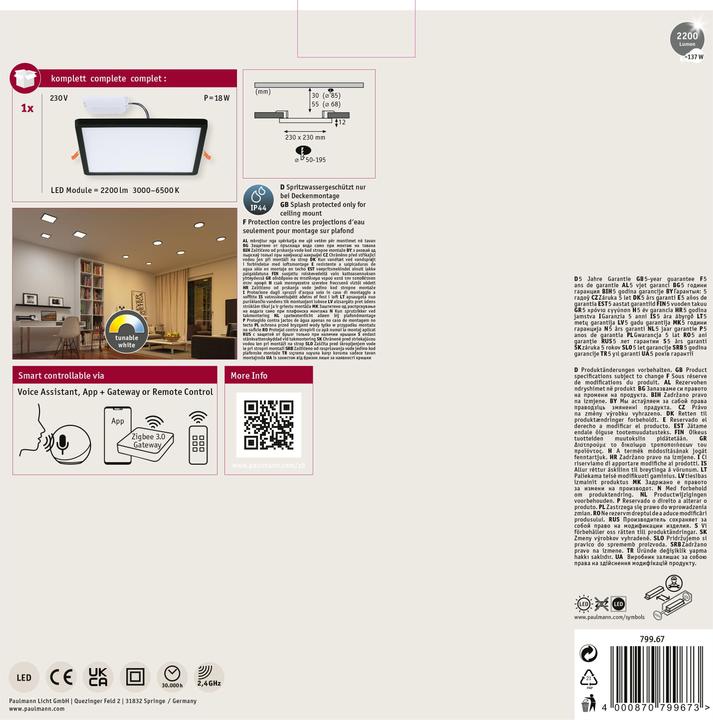 Produktbild Paulmann Einbaupanel Areo VariFit (2200 lm)