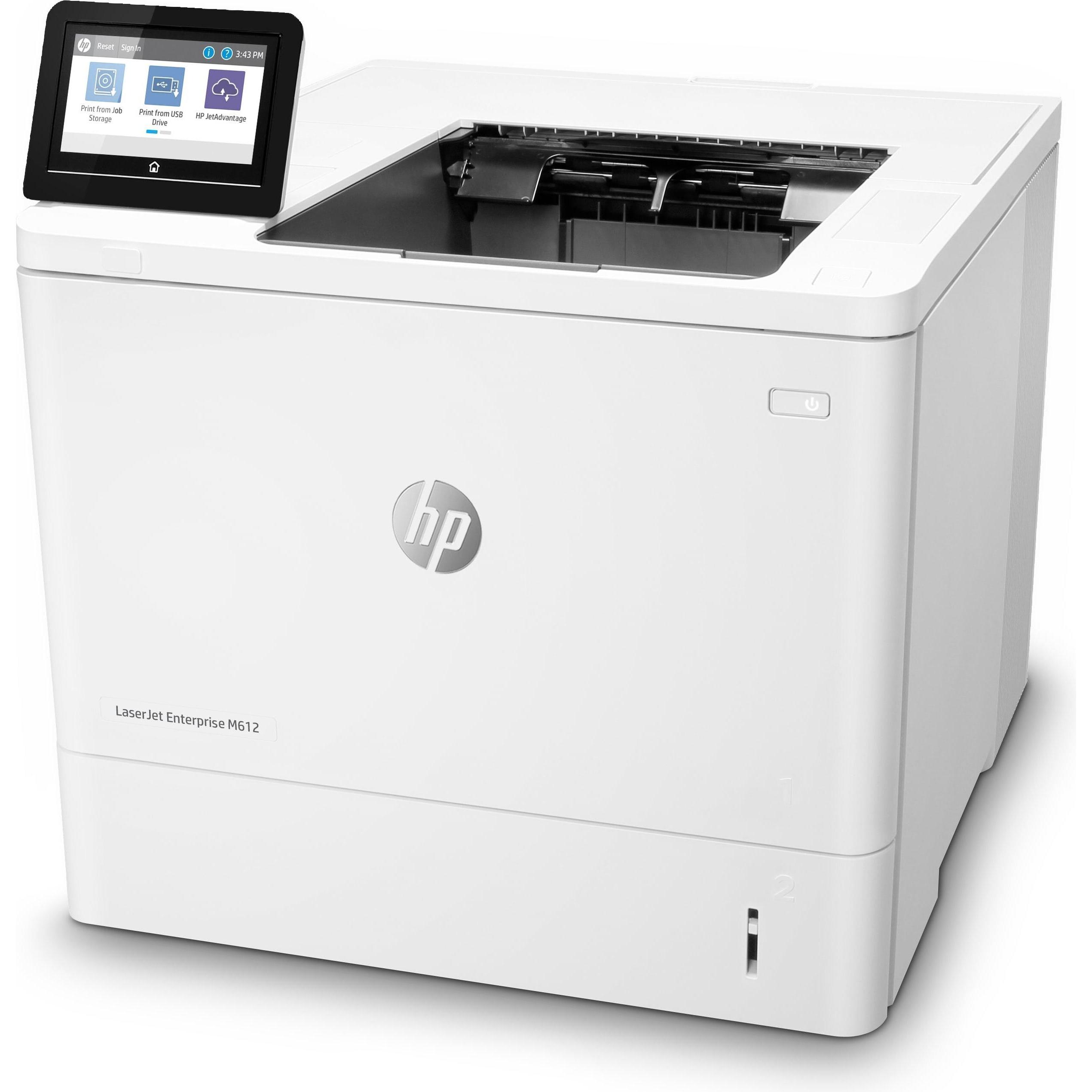 HP LaserJet Enterprise M612dn (Laser, Schwarz-Weiss), Drucker, Weiss, Schwarz