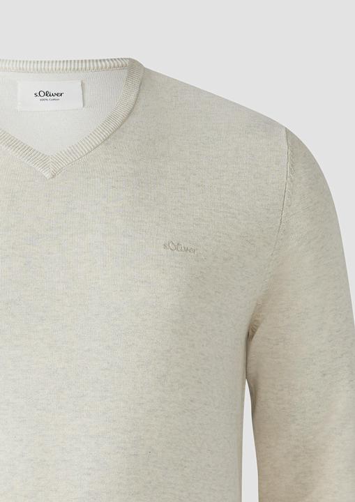 Produktbild s.Oliver Strickpullover Strickpullover mit Logo-Stickerei (XXL)