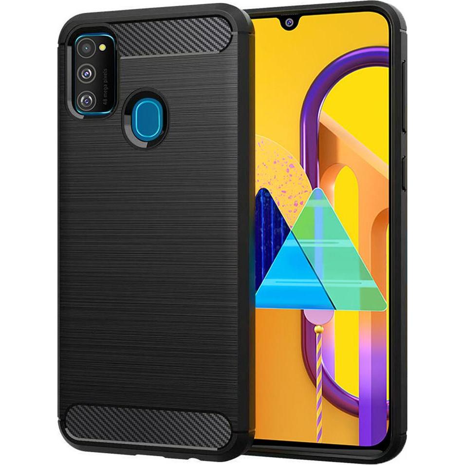 Techsuit - Carbon Silicone - Samsung Galaxy M21 / M30S - Black (Samsung Galaxy M21, Samsung Galaxy M30s), Cover smartphone, Nero